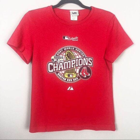 BOSTON RED SOX 2007 Champions Red Short Sleeve Tee Women’s Size Small Boxy - Picture 1 of 5